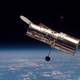 Hubble as seen by Space Shuttle Discovery in 1997.